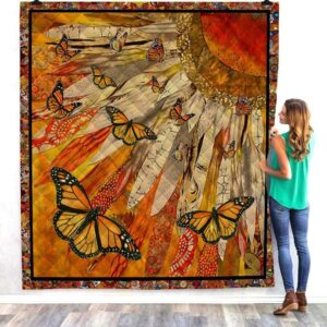 Butterfly On Sunflower 2 Quilt Blanket  Quilt